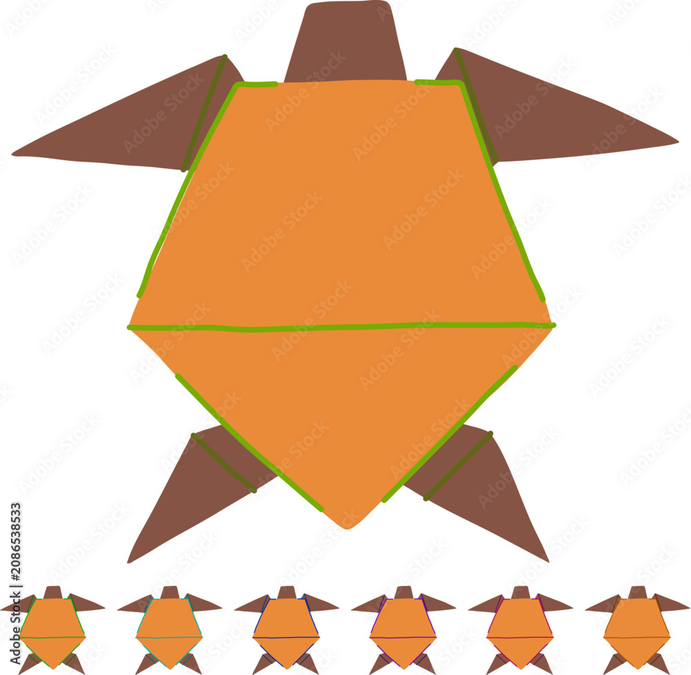 Fototapeta premium butterfly origami animals cartoon. dog fish, horse bird, fox turtle butterfly origami animals sign vector