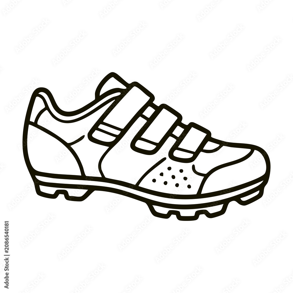 Obraz premium Cycling shoe line art vector illustration