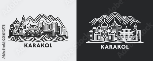 Cuadro en lienzo Karakol Kyrgyzstan Central Asian Mountain Cityscape