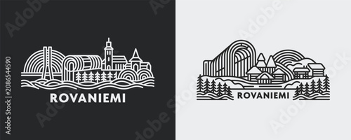 Bild auf Leinwand Rovaniemi Finland Lapland Arctic Cityscape Illustration