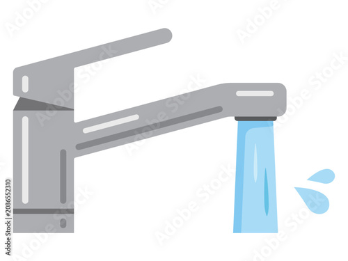 Illustration of a kitchen faucet with running water