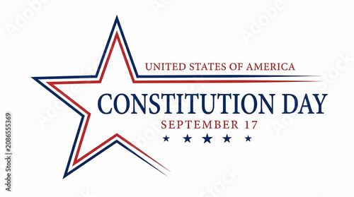 United States Of America Constitution Day Graphic Background For September 17 With Patriotic Red And Blue Star Shape