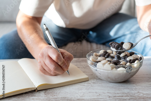 Quadro su tela Person practicing intentional living, enjoying a healthy morning routine by jour