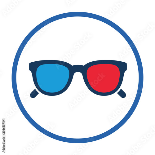 Tableau sur toile Anaglyph Glasses Icon with Red and Blue Lenses for Cinema and Movie Theater Ente