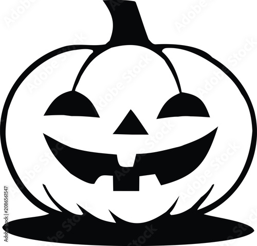 Black and white jack o lantern pumpkin silhouette for halloween celebration design