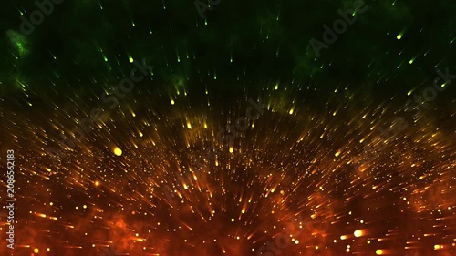 4K Motion Graphic Abstract Radiant Golden Light Streaks and Particles Horizon
