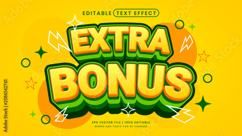 Extra bonus sale promo 3d editable text effect
