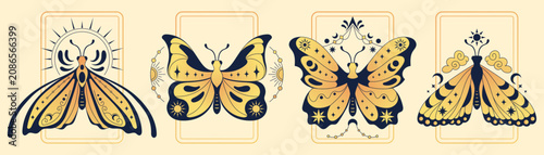 Fotografía Celestial moth with golden moon and mystic elements pattern on wings