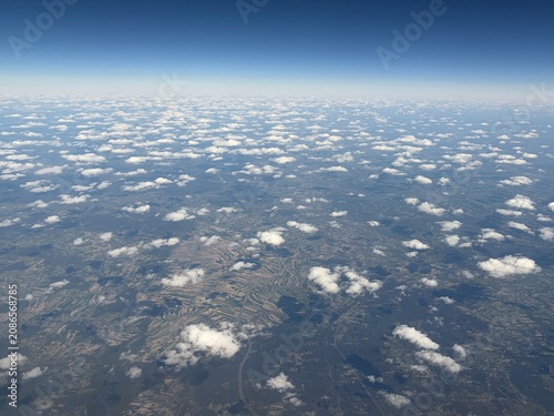 Aerial View Flight Istanbul to Warsaw Clouds Landscape