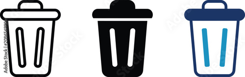 Foto trash can delete icon with black outline featuring waste, dispose, remove with w