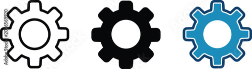 Cuadro en lienzo gear icon set with circular center and thick outline for technology and settings