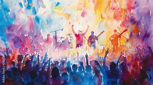 A vibrant watercolor illustration of a bustling city skyline bathed in the warm glow of the setting sun  ,Abstract