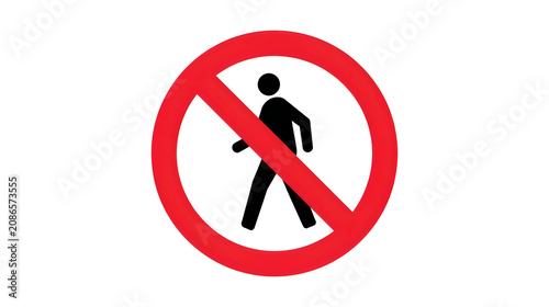 Vector Illustration of No Pedestrian Crossing Sign with Walking Person Silhouette and Red Prohibition Slash