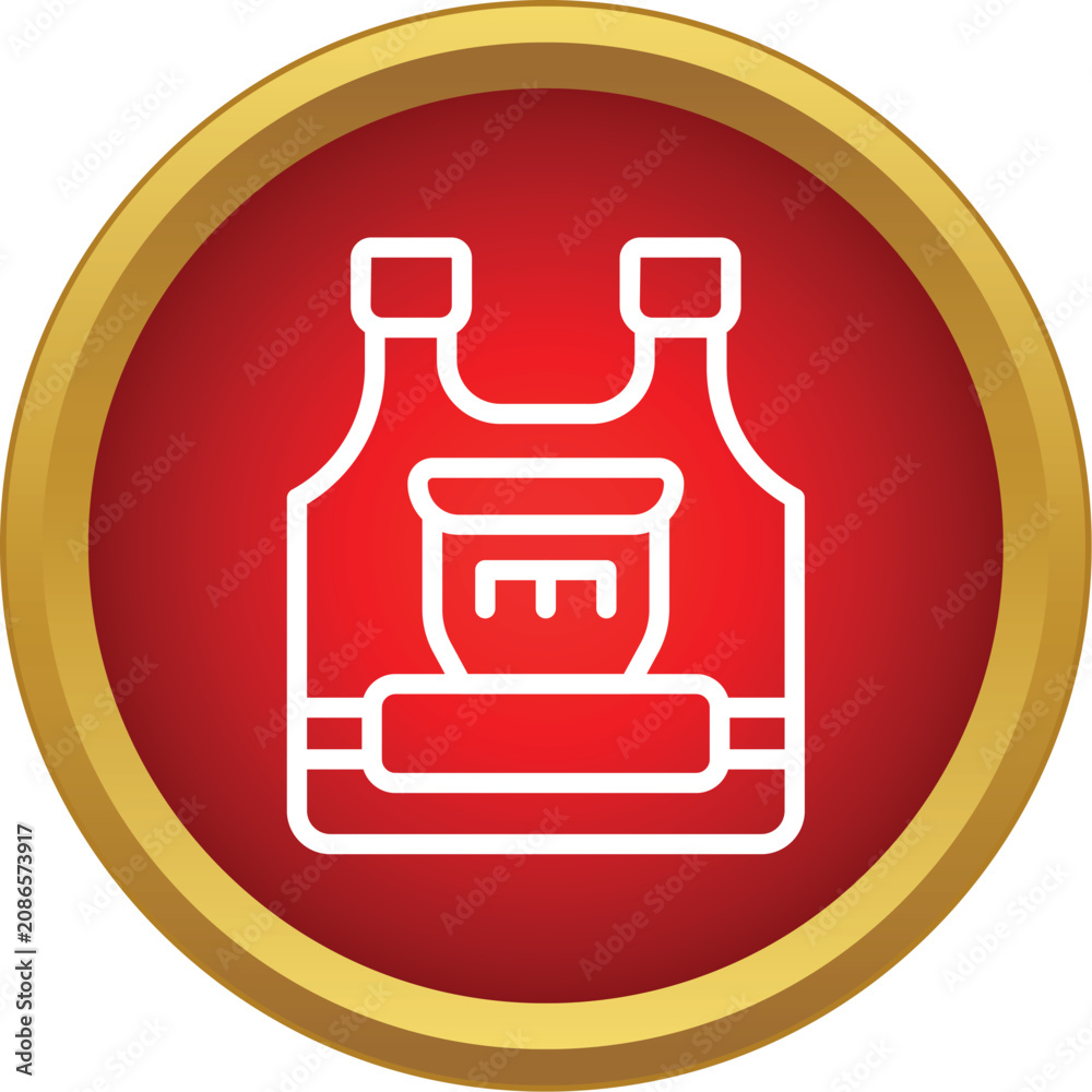 Fototapeta premium Bulletproof vest icon in a red circle offering protection and security