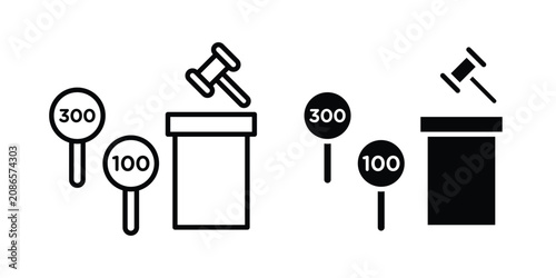 Obraz na plátne Auction icon outline elements set