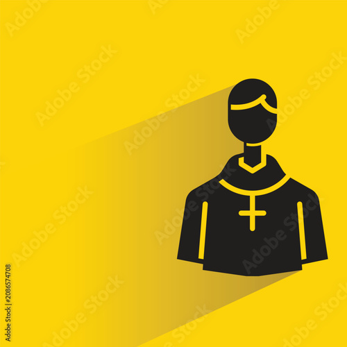 Fotografi pastor icon with shadow on yellow background