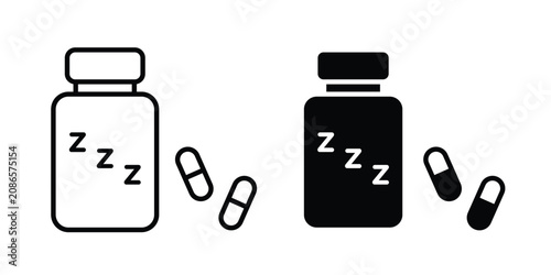 Bild auf Leinwand Sleeping pills icon outline elements set