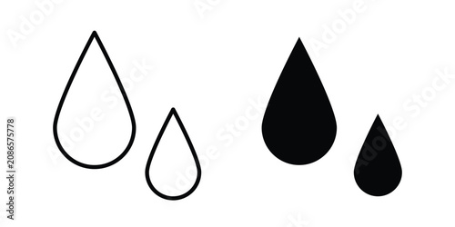 Blood drops icon outline elements set