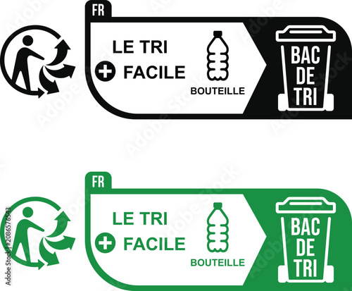 Fotografija Le Tri Facile France Triman recycling label for plastic bottle sorting, guiding