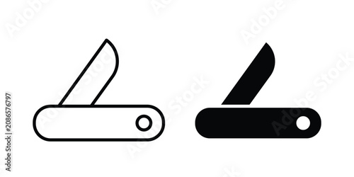 Canvastavla Pocket knife icon outline elements set
