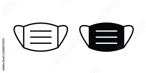 Face mask icon outline elements set