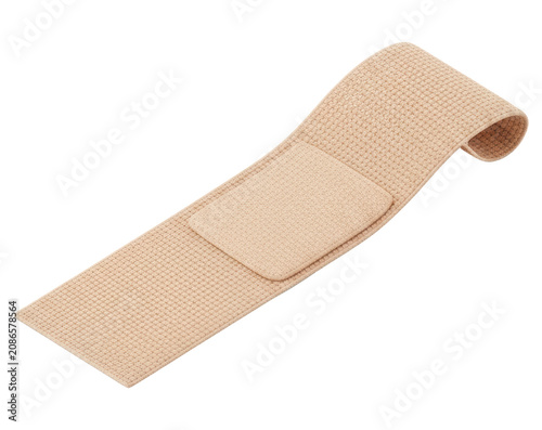 Beige medical elastic adhesive bandage strip with transparent background