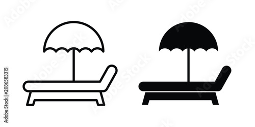 Tableau sur toile Beach chair with umbrella icon kit for branding