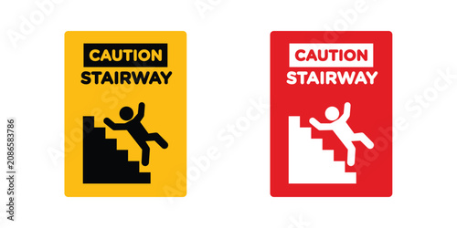 Caution stairway sign kit for branding