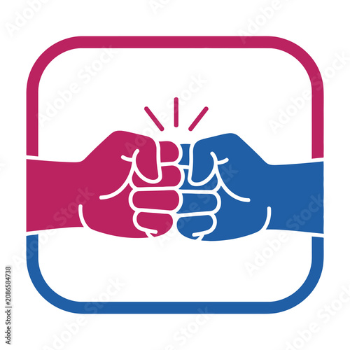 Принти на полотні Fists clashing in red and blue colors