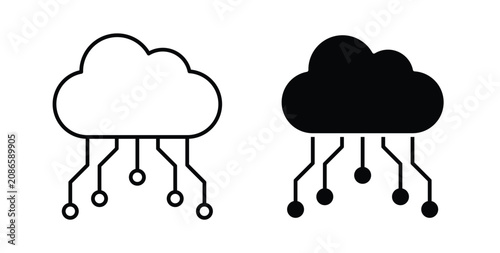 Network cloud icon line art pictograms pack. EPS10