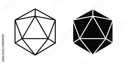Obraz na płótnie Dice d20 icon line art pictograms pack. EPS10