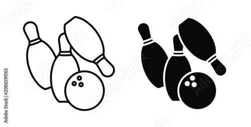 Schilderij op canvas Bowling icon line art pictograms pack. EPS10
