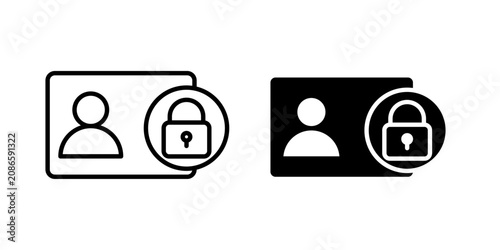 Personal Data Protection Icon for secure private information identity protection and confidential data management use in UI UX websites  Vector illustration with stroke and fill on a white background.