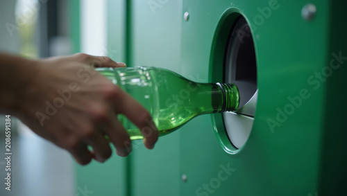 Recycling Bottle Deposit. Eco Responsibility Action. Plastic Return Machine.