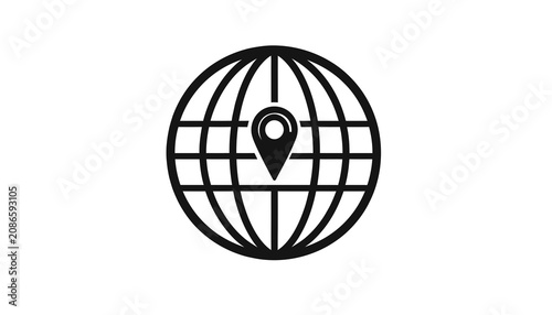 Black and white globe icon.