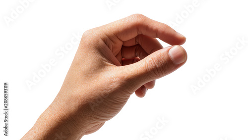 Fotografie Human hand pinching fingers together, showing small size