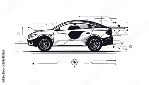 Detailed illustration of a sports car.