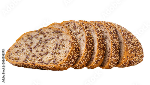 Konstfotografi Sliced whole grain bread with sesame and flax seeds