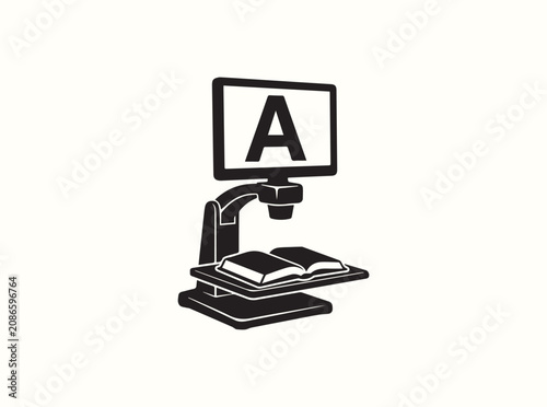Pure graphic representation of a specialized electronic microscope for low vision users