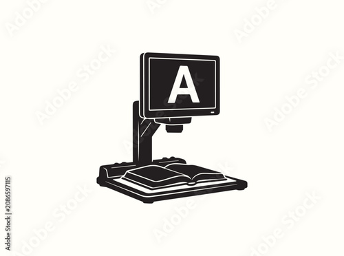 Sleek digital text enhancement hardware depiction ideal for disability resource cataloging