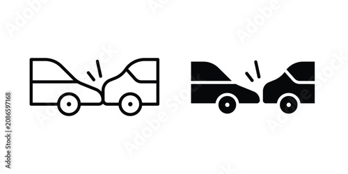Foto Rear end collision icon line art symbols collection