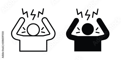 Cuadro en lienzo Irritated human icon line art symbols collection