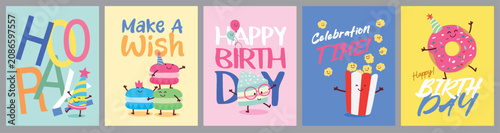 Birthday Anniversary with Funny Character and Birthday Invitation Card Template