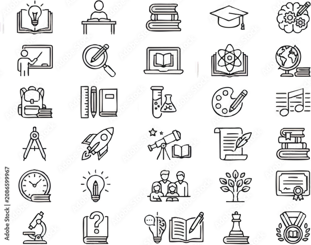 Fototapeta premium Education icons and learning symbols.