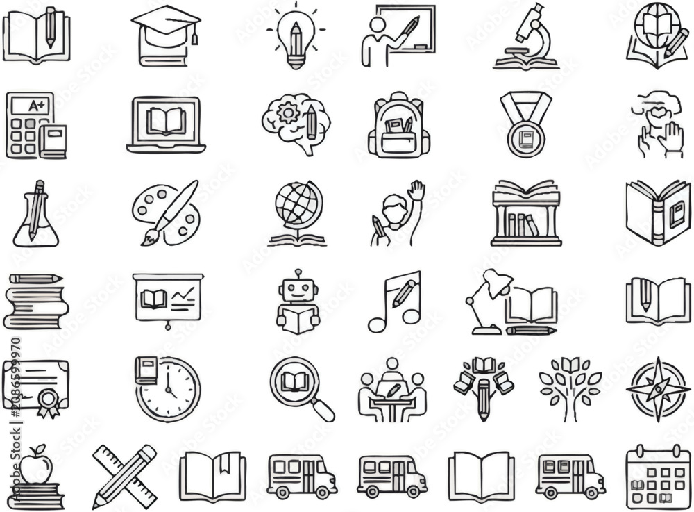 Fototapeta premium Education icons and learning symbols.