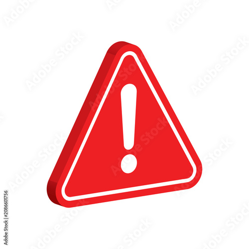 Tableau sur toile 3D isometric red warning triangle with exclamation mark icon Isolated vector att