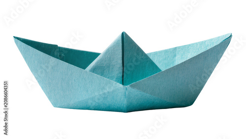 Fotografía Light blue paper origami boat