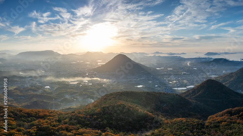 Cuadro en lienzo Panoramic View of Sanuki Fuji and the Seto Inland Sea