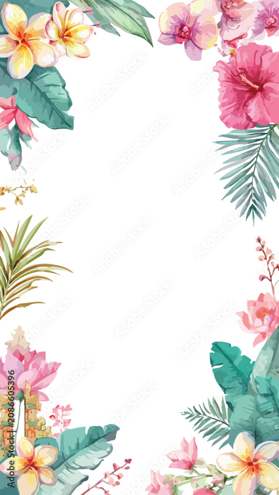 Fototapeta premium Vector Pattern Floral Vector Illustration for Wedding Design in Modern Organic Style with Pink Yellow and Green Colors