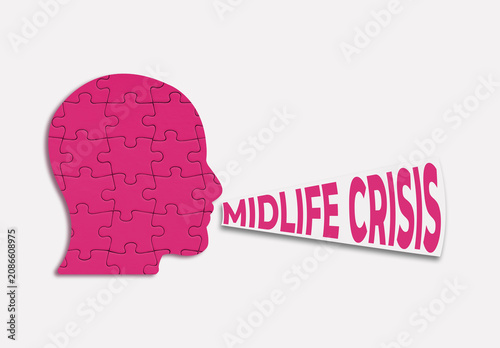Canvas Print Human head puzzle having midlife crisis thoughts
